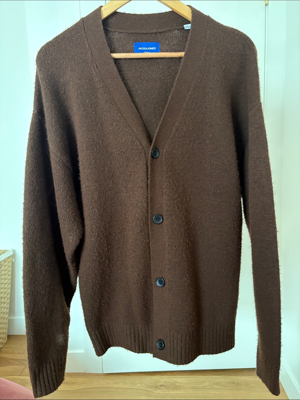 Jack & Jones Dark Brown V-Neck Button Cardigan